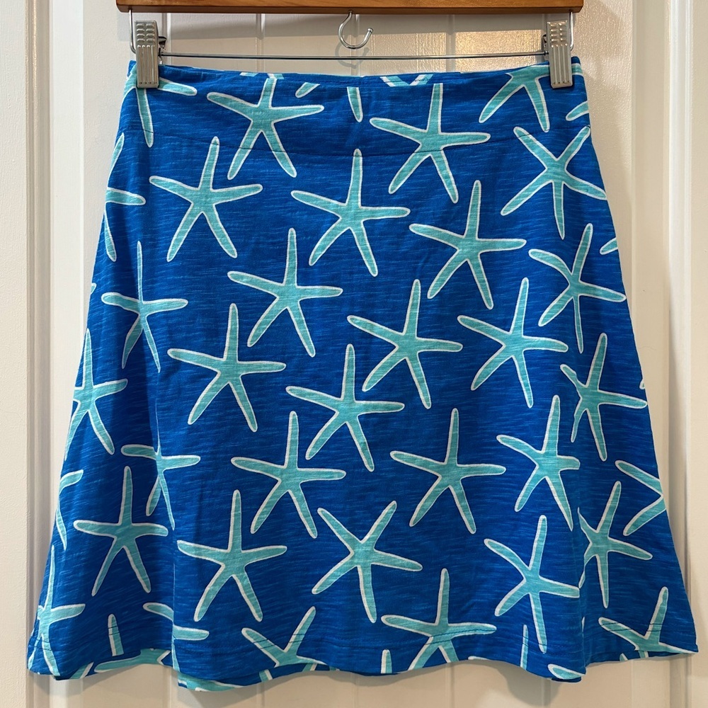 West Indies Costal Starfish Print Mini Skirt Size XS Nautical Tropical Beachy